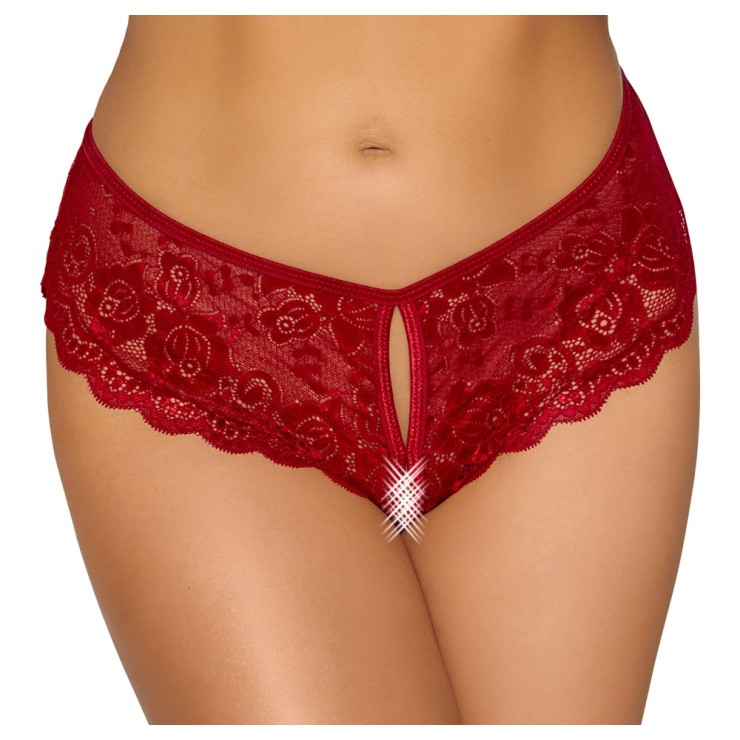 CULOTTE IN PIZZO FLOREALE ROSSO CON APERTURE E INCROCI... 2