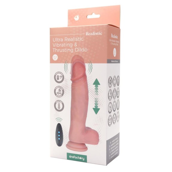 FALLO VIBRANTE CON MOVIMENTO A SPINTA REALISTICO WIRELESS 21,5CM