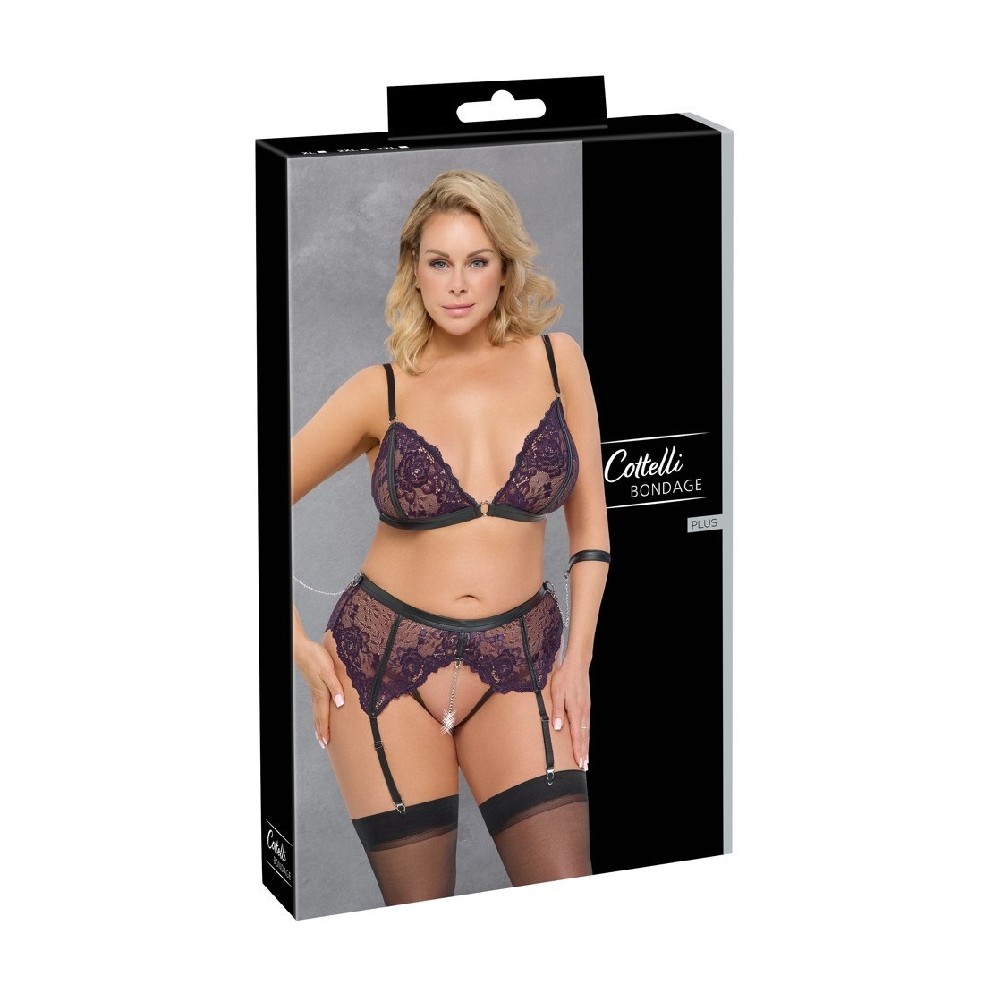 COMPLETO INTIMO SEXY IN PIZZO VIOLA CON...