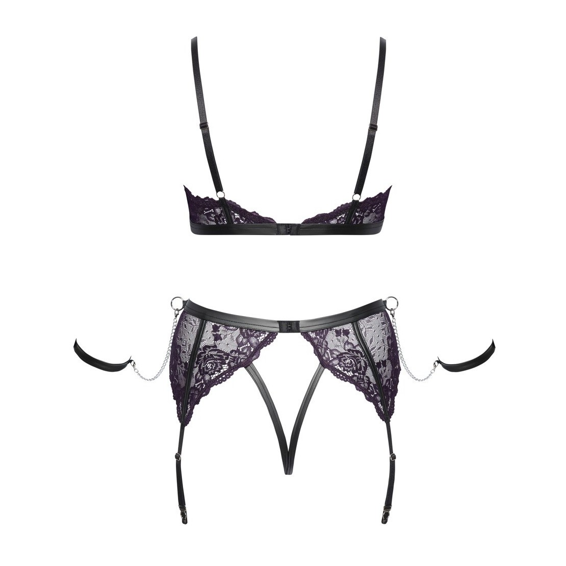 COMPLETO INTIMO SEXY IN PIZZO VIOLA CON...