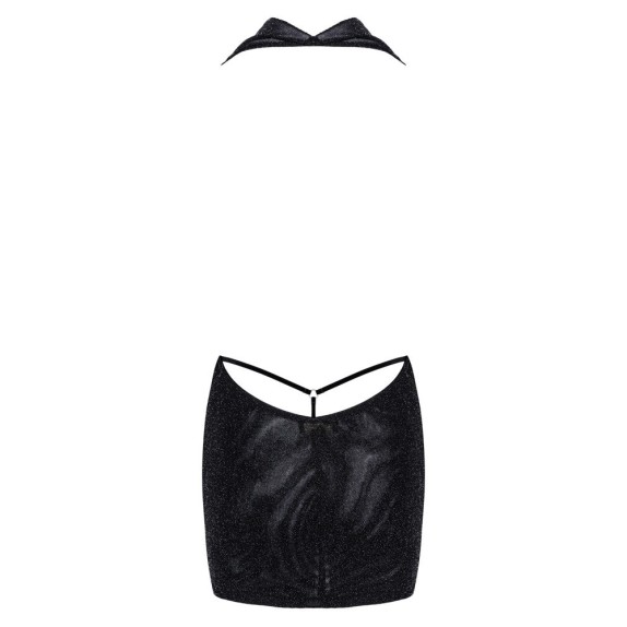 MINI ABITO SEXY PER DONNA SCOLLATO IN LUREX IN TRASPARENZA NOIR