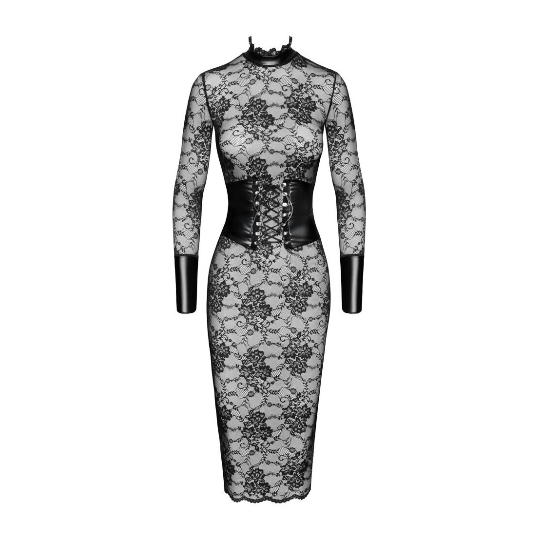 ABITO MIDI IN PIZZO SEXY CON MANICA LUNGA...