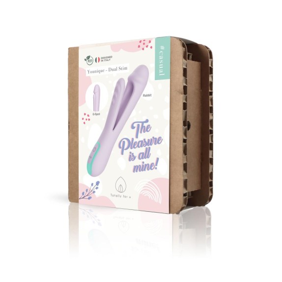 RABBIT VIBRATORE 2 IN 1 CON LINGUETTA PER CLITORIDE ANCHE INSERIBILE YOUNIQUE