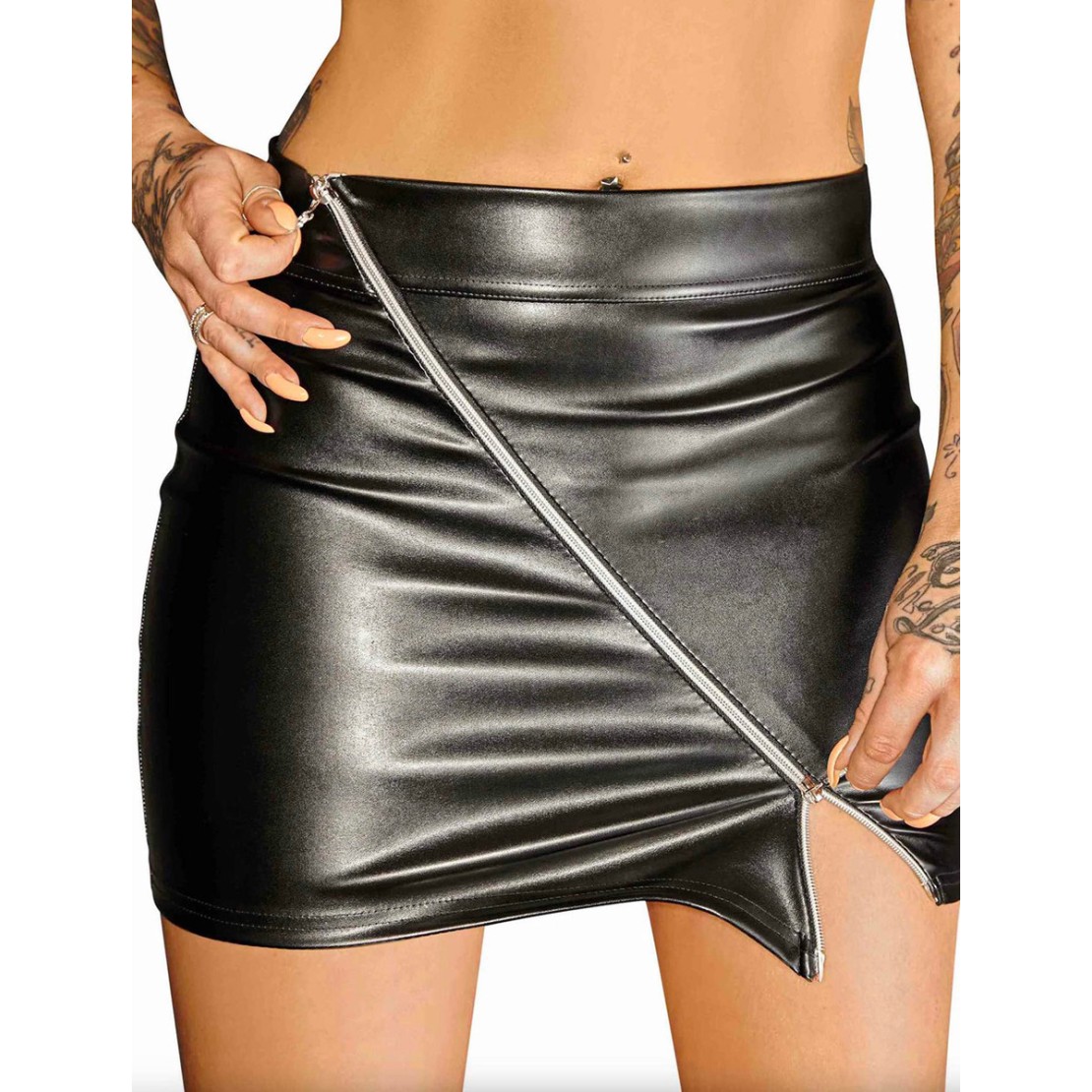 MINIGONNA SEXY IN ECOPELLE CON ZIP DOPPIA VIA...