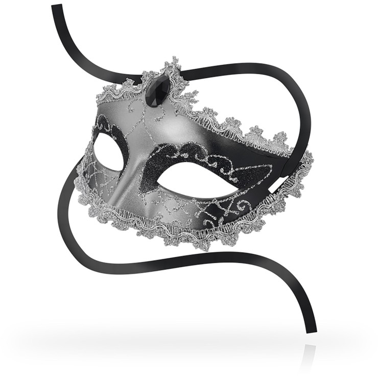 MASCHERA PER OCCHI SEXY GRIGIA E NERA REGOLABILE OHMAMA 2