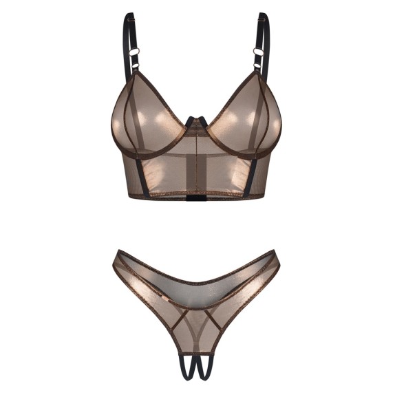 COMPLETO INTIMO COLOR BRONZO BRILLANTE SEMI-TRASPARENTE SORANNA