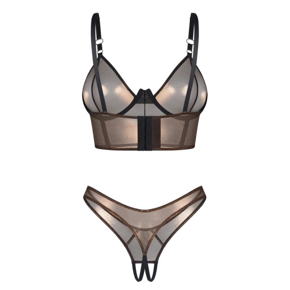COMPLETO INTIMO COLOR BRONZO BRILLANTE SEMI-TRASPARENTE SORANNA