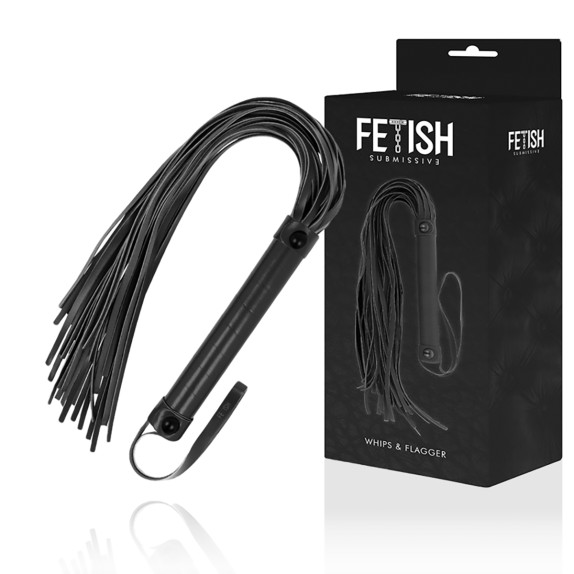 FLOGGER NERO IN PELLE VEGANA FRUSTINO PER GIOCHI SADOMASO