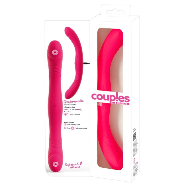 VIBRATORE DOPPIA TESTA RICARICABILE IN SILICONE FLESSIBILE