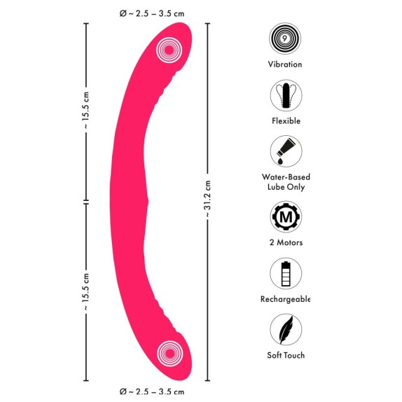 VIBRATORE DOPPIA TESTA RICARICABILE IN SILICONE FLESSIBILE