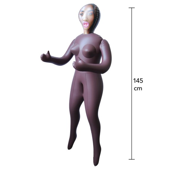 BAMBOLA GONFIABILE MULATTA DESTINY IN PVC CON 3 CANALI PENETRABILI