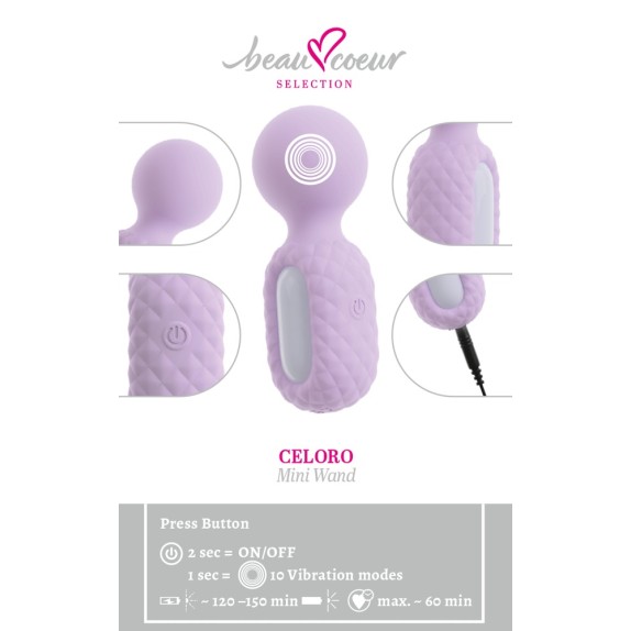 MINI WAND SUPER POTENTE CON 10 MODALITA' DI VIBRAZIONE RICARICABILE CELORO