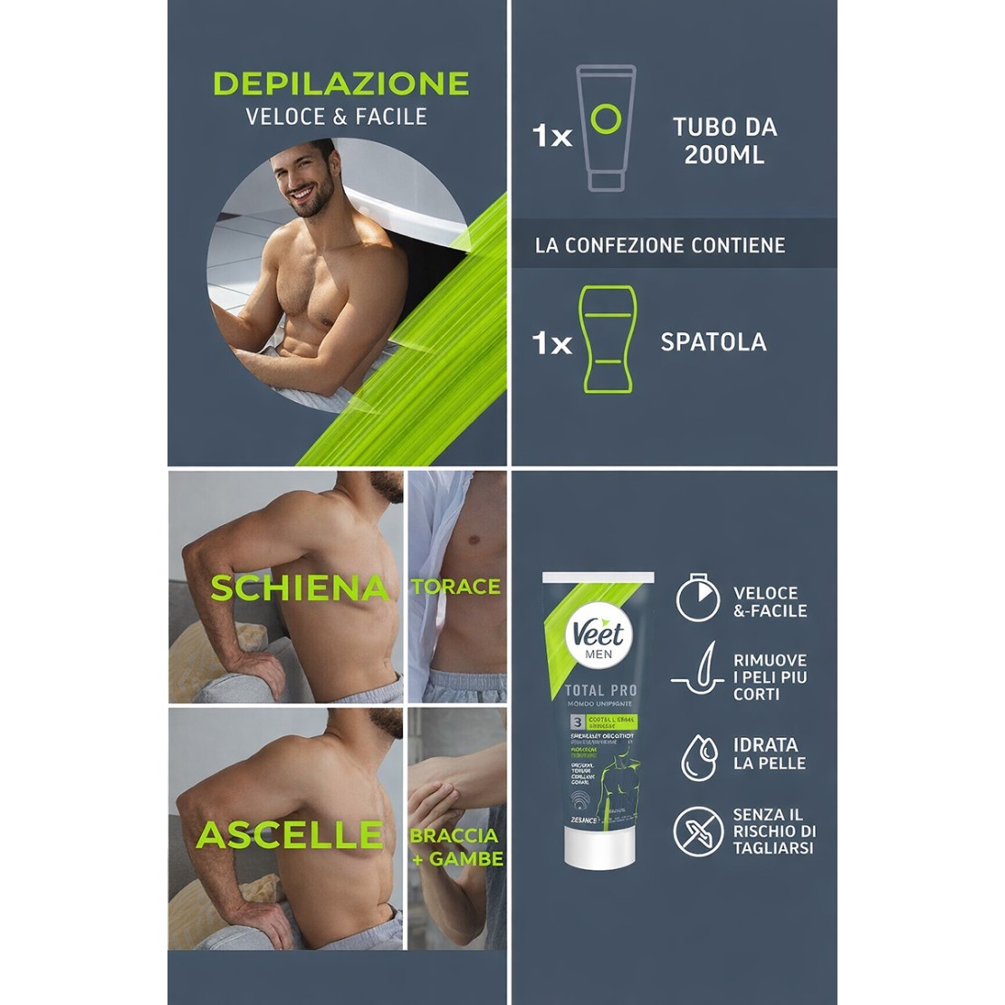 CREMA DEPILATORIA PER UOMO VEET MEN TOTAL PRO...