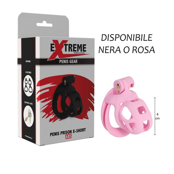 CINTURA DI CASTITÀ PER UOMO X-SHORT NERA O ROSA CON ANELLI