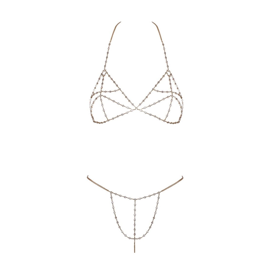 BIKINI CATENINA METALLICA DORATA CON STRASS...