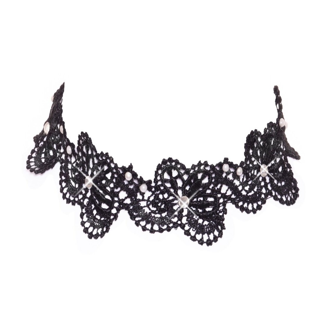 CHOKER COLLARINO SEXY IN PIZZO CON STRASS E...
