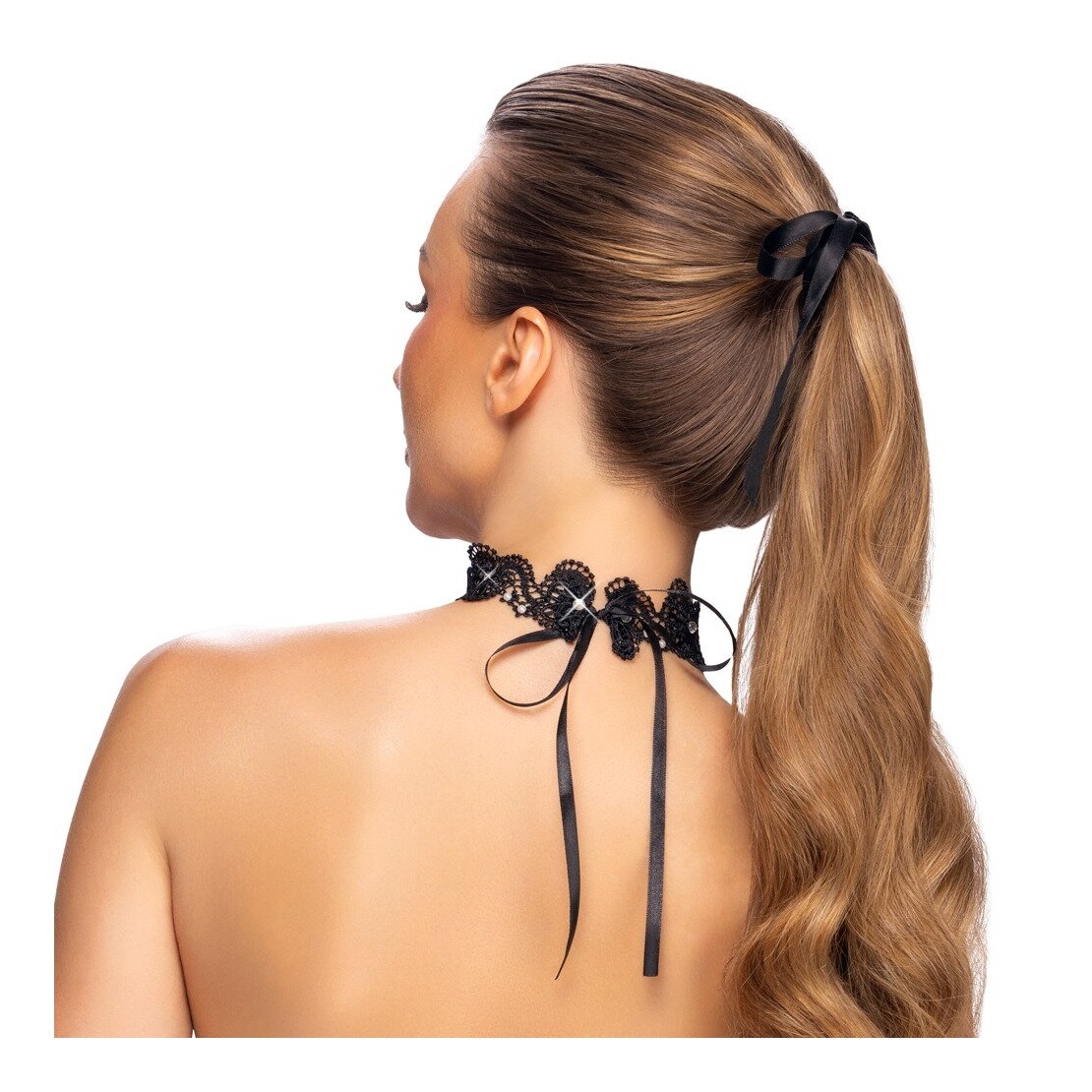 CHOKER COLLARINO SEXY IN PIZZO CON STRASS E...