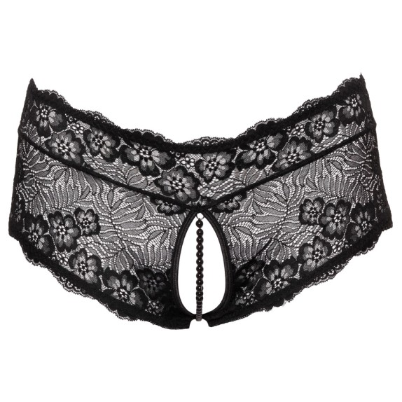 CULOTTE IN PIZZO FLOREALE APERTA SUL CAVALLO E CON CATENA DI PERLE NERE