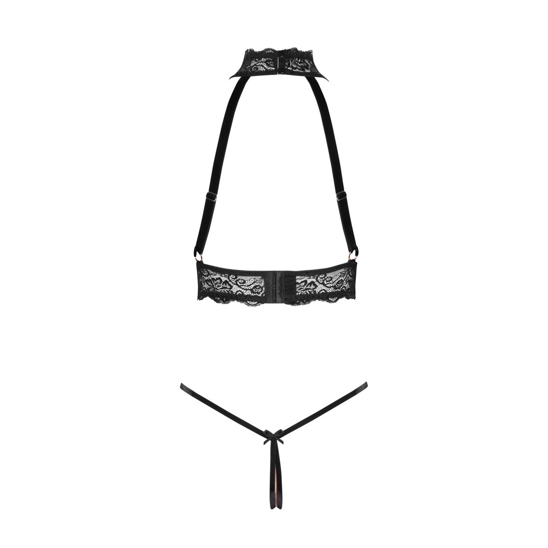 COMPLETO INTIMO IN PIZZO NERO CON SENO E...