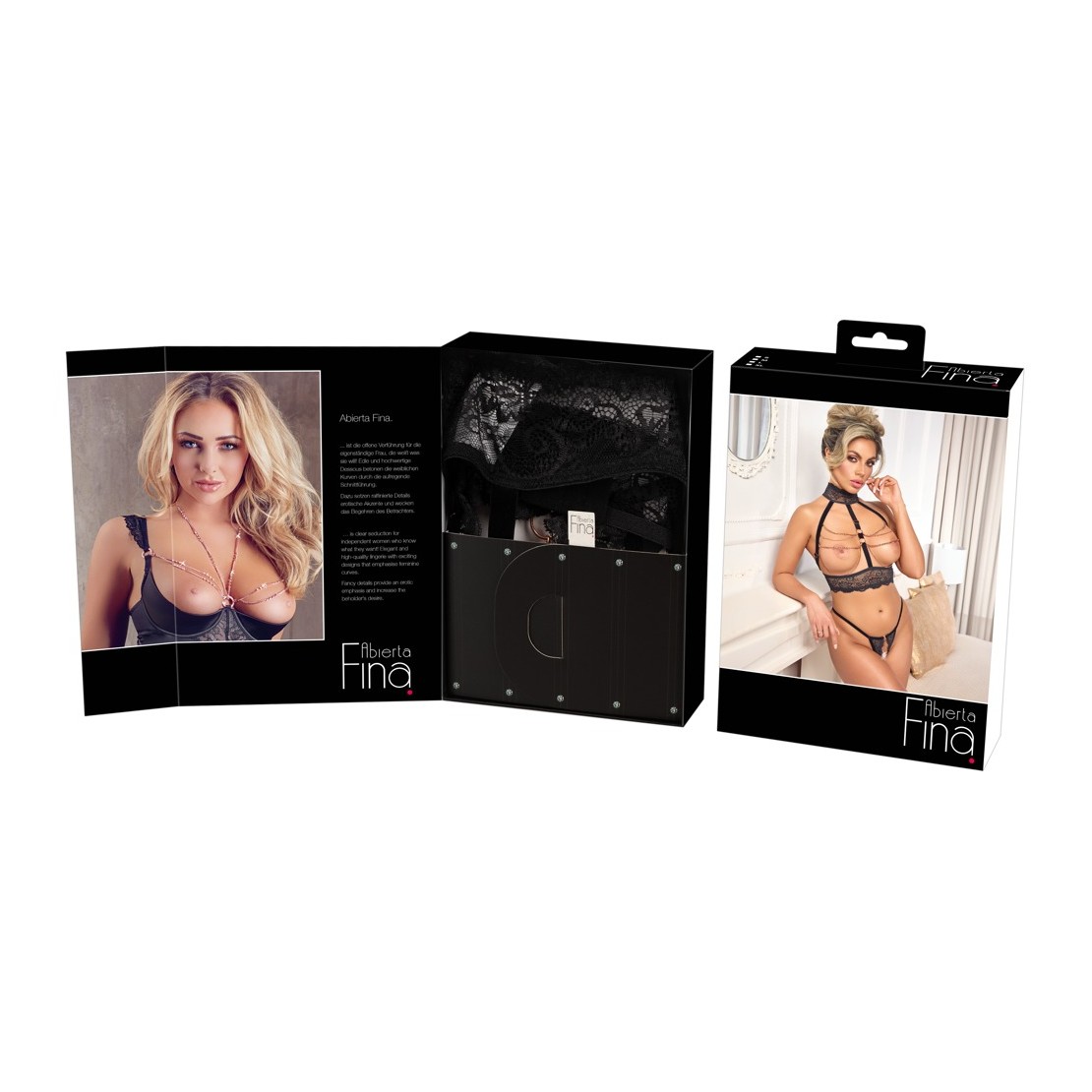 COMPLETO INTIMO IN PIZZO NERO CON SENO E...