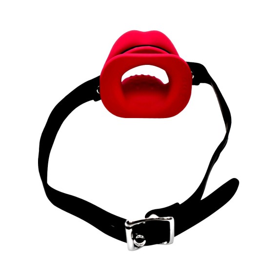 APRIBOCCA VIBRANTE GAG A FORMA DI LABBRA IN SILICONE CON CINGHIA REGOLABILE
