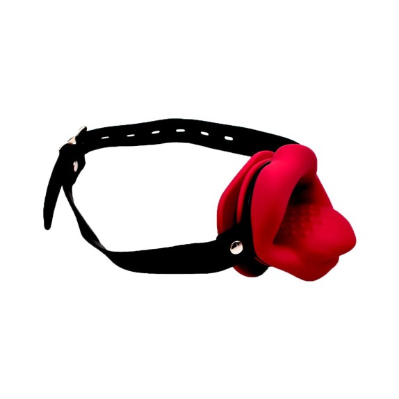 APRIBOCCA VIBRANTE GAG A FORMA DI LABBRA IN SILICONE CON CINGHIA REGOLABILE