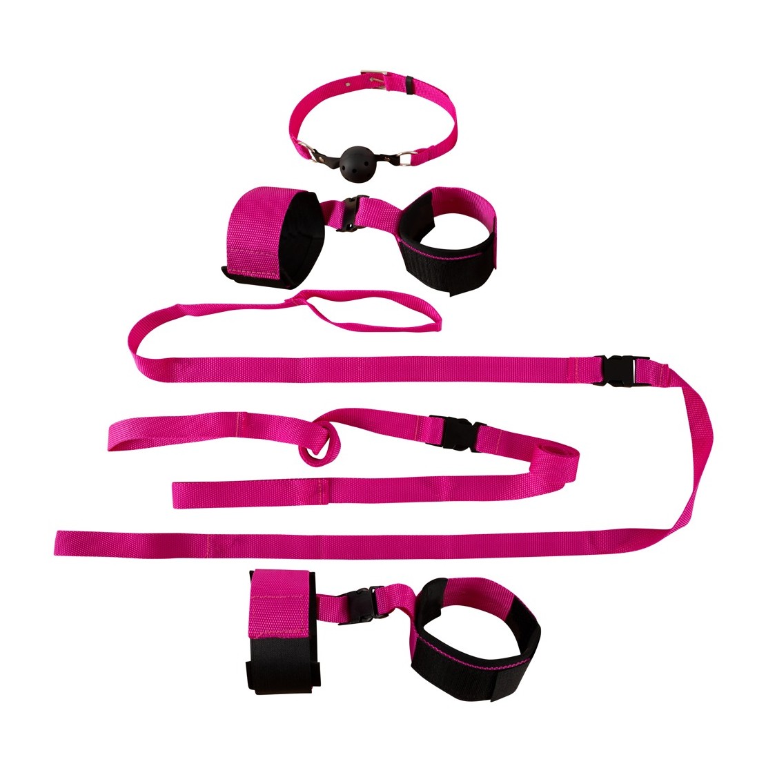 COSTRITTIVO DA LETTO BDSM FUCSIA CON ACCESSORI...