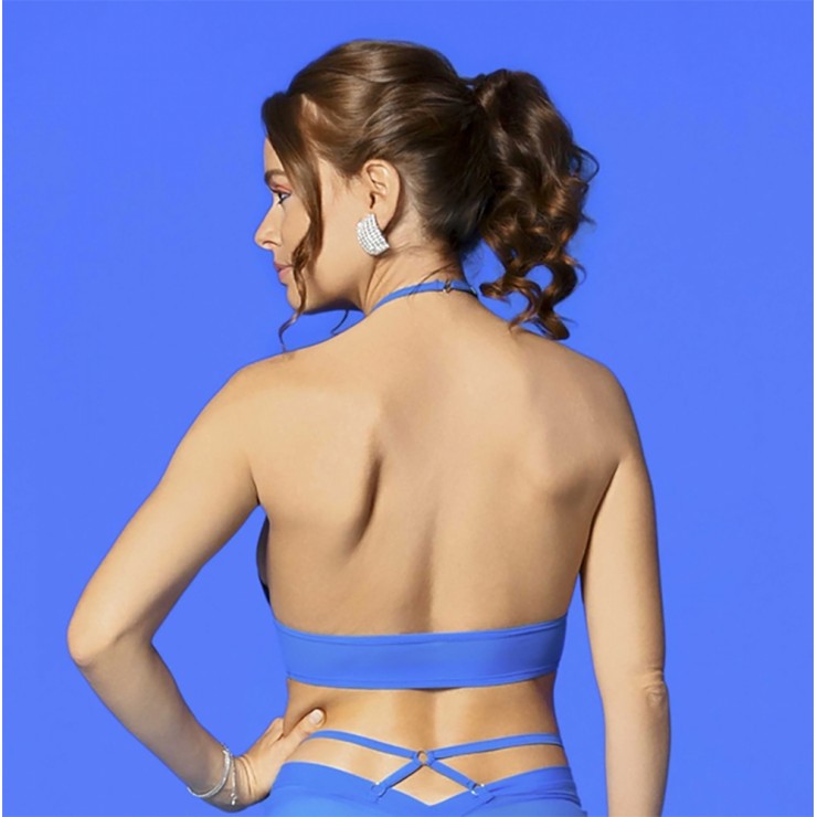 TOP IN TULLE BLU ELASTICIZZATO CON COLLO HALTER CATANZARO 2