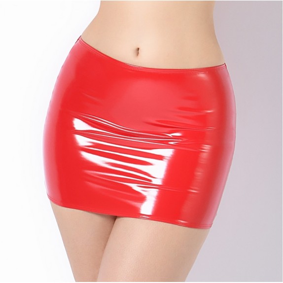 MINI GONNA DEMON IN VINILE LUCIDO ROSSO SEXY PER DONNA CATANZARO