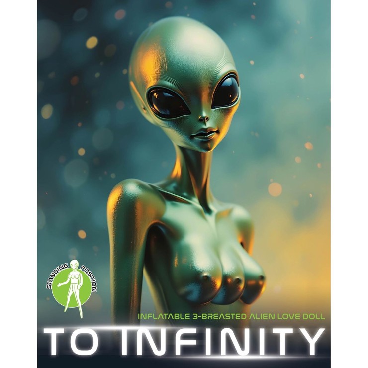 ALIEN BAMBOLA GONFIABILE SEXY VERDE CON 3 SENI E 2 FORI...