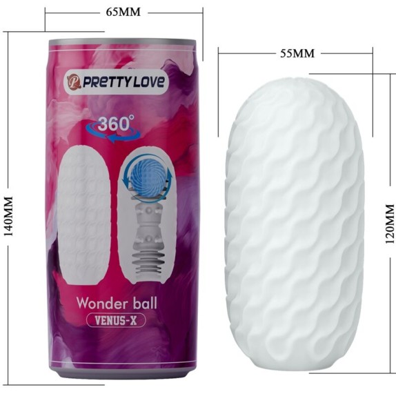 MASTURBATORE PER UOMO A FORMA DI OVETTO CON TEXTURE INTERNA E SFERA ROTANTE WONDER BALL VENUS-X