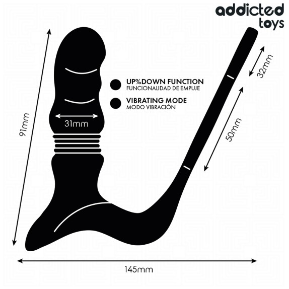 PLUG ANALE PROSTATICO CON ANELLO E MOVIMENTO A SPINTA ADDICTED TOYS