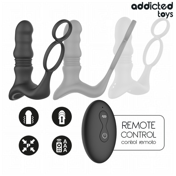 PLUG ANALE PROSTATICO CON ANELLO E MOVIMENTO A SPINTA ADDICTED TOYS