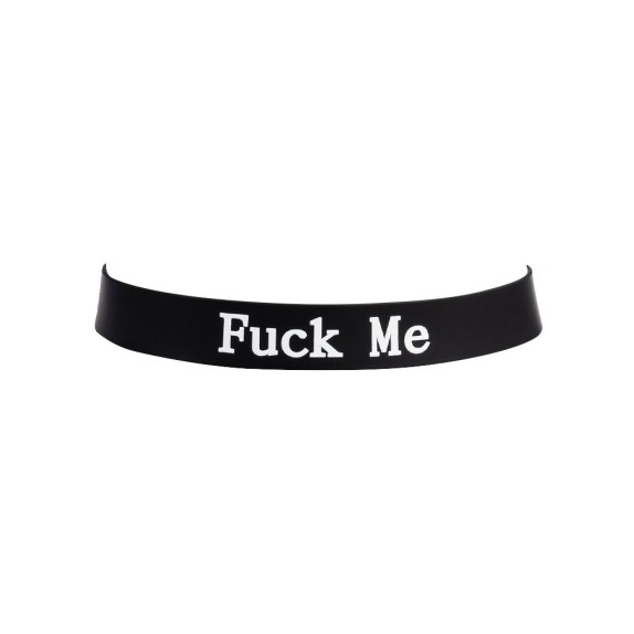 COLLARE IN SILICONE NERO CON SCRITTA "FUCK ME" E CHIUSURA REGOLABILE