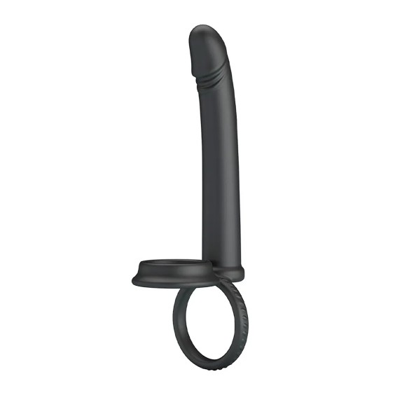 copy of FALLO PER DOPPIA PENETRAZIONE NERO CON DOPPIO ANELLO IN SILICONE MOSES