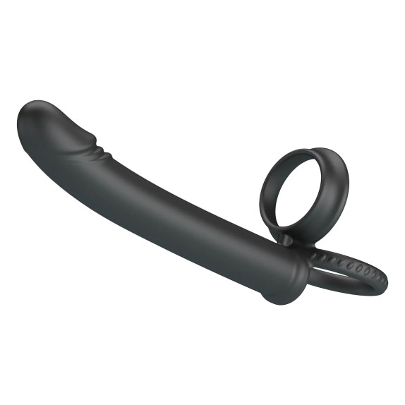 copy of FALLO PER DOPPIA PENETRAZIONE NERO CON DOPPIO ANELLO IN SILICONE MOSES