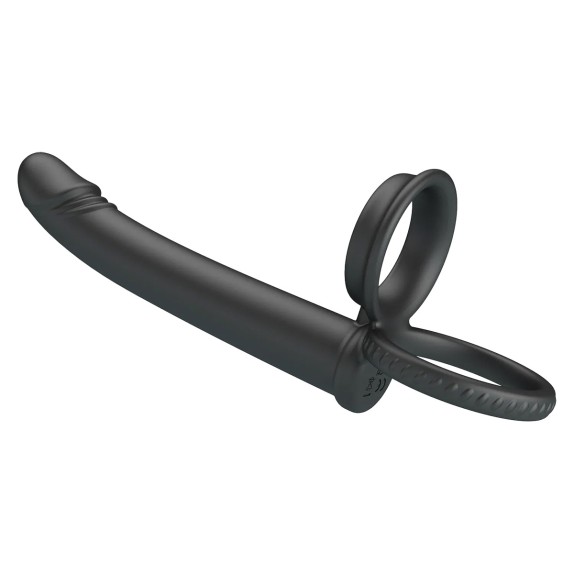 copy of FALLO PER DOPPIA PENETRAZIONE NERO CON DOPPIO ANELLO IN SILICONE MOSES