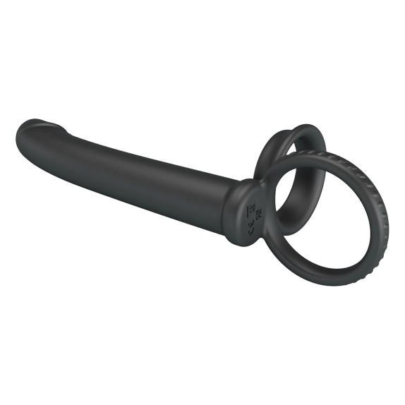 copy of FALLO PER DOPPIA PENETRAZIONE NERO CON DOPPIO ANELLO IN SILICONE MOSES