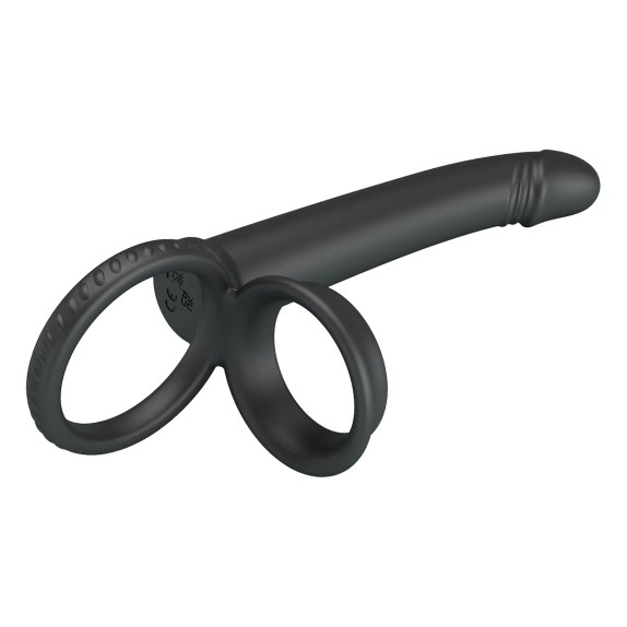 copy of FALLO PER DOPPIA PENETRAZIONE NERO CON DOPPIO ANELLO IN SILICONE MOSES