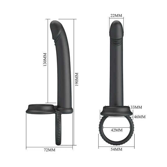 copy of FALLO PER DOPPIA PENETRAZIONE NERO CON DOPPIO ANELLO IN SILICONE MOSES