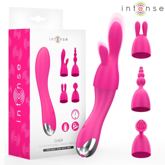 CHER VIBRATORE CON TESTINE INTERCAMBIABILI SEX TOY MULTIFUNZIONE