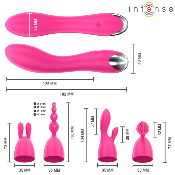CHER VIBRATORE CON TESTINE INTERCAMBIABILI SEX TOY MULTIFUNZIONE