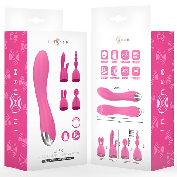 CHER VIBRATORE CON TESTINE INTERCAMBIABILI SEX TOY MULTIFUNZIONE