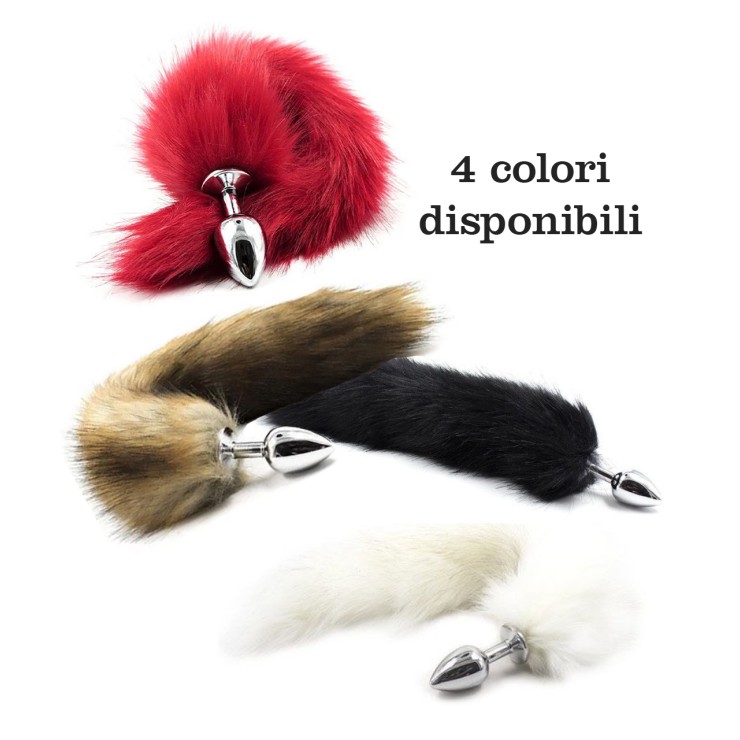 LONG FOX TAIL PLUG ANALE CON CODA SEX TOY IN ECOPELLICCIA