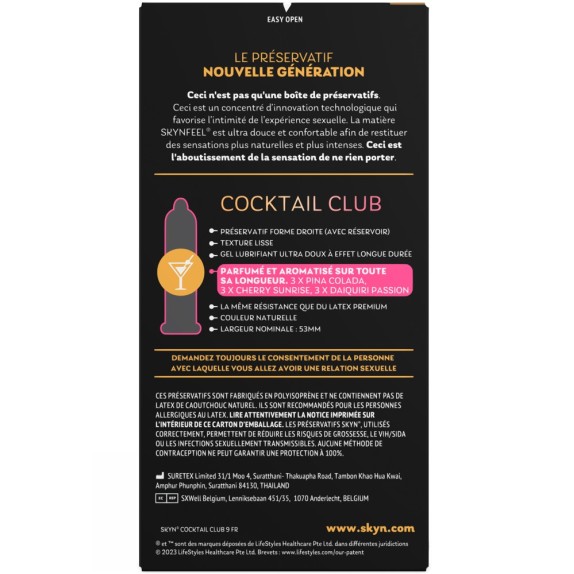 PROFILATTICI SENZA LATTICE AL GUSTO DEI PIU' FAMOSI COCKTAIL CONFEZIONE 9 PZ SKYN