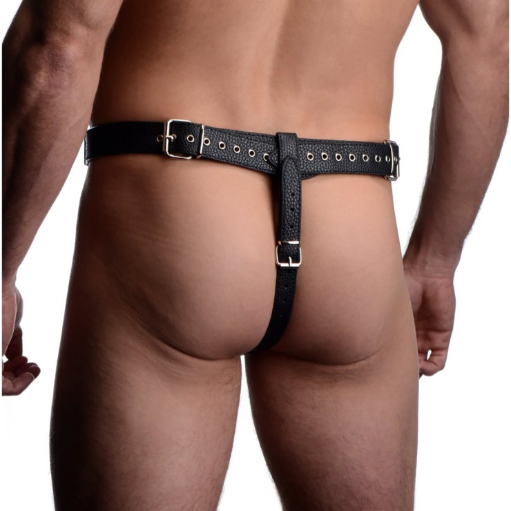 CINTURA DI CASTITÀ HARNESS PER UOMO IN ECOPELLE CON CINGHIE 2