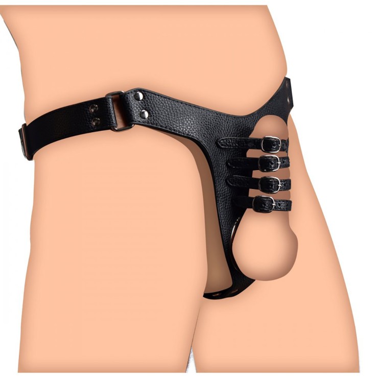 CINTURA DI CASTITÀ HARNESS PER UOMO IN ECOPELLE CON CINGHIE