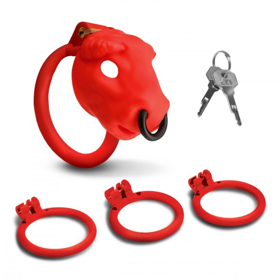 CINTURA DI CASTITÀ BULL CHASTITY CAGE PER UOMO IN ABS ROSSO MASTER SERIES