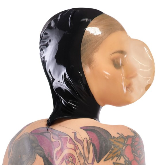 CAPPUCCIO IN LATEX CON SOFFOCAMENTO PER GIOCHI SADOMASO