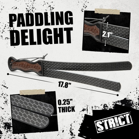 FRUSTA PIATTA A DOPPIA CODA IN PELLE VEGANA 45 CM CON TEXTURE E INSERTI SCOTTISH TAWSE